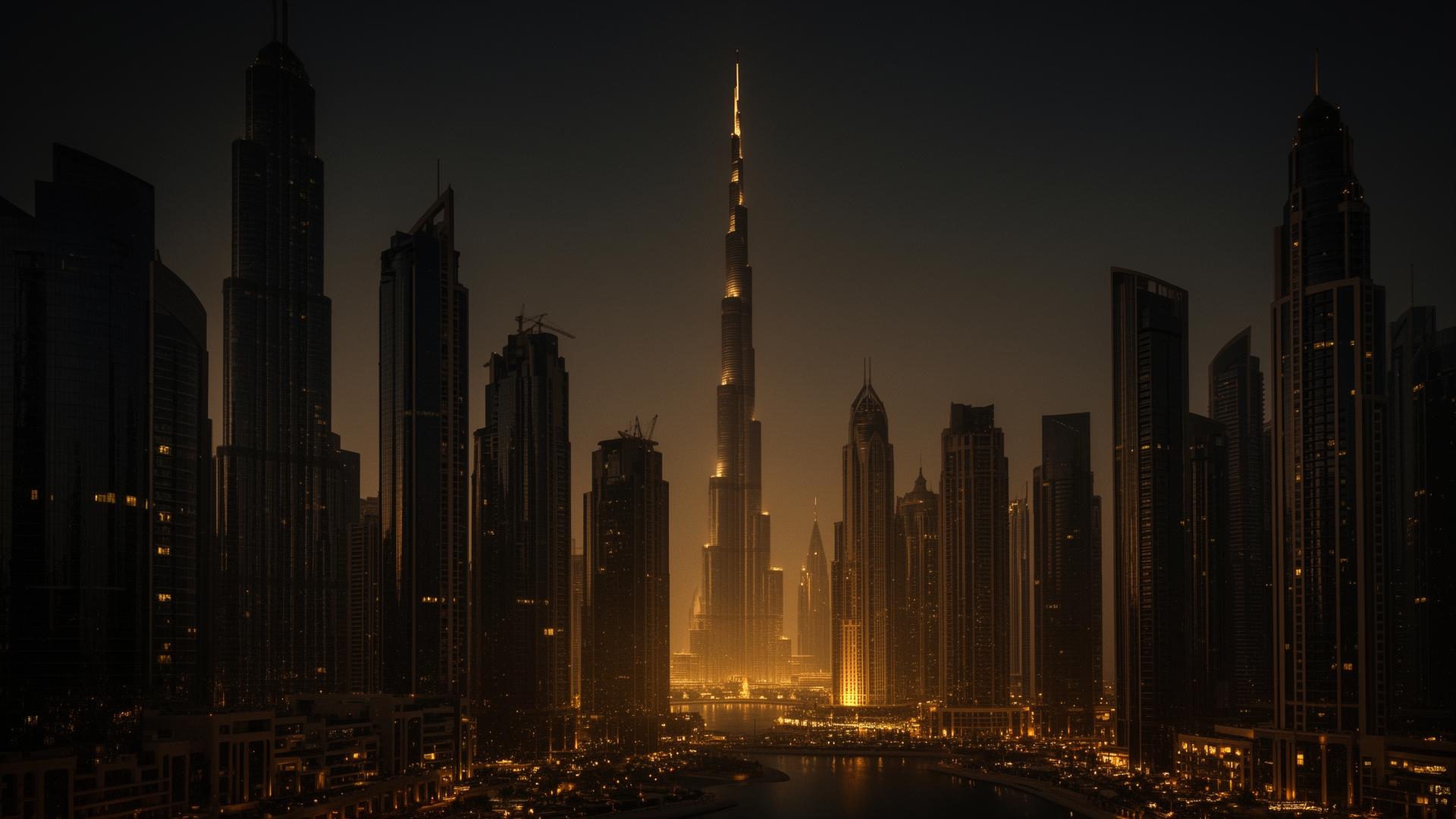 Dubai Skyline in der Dämmerung